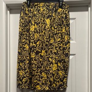 Vintage Yellow and Black Patterned Skirt